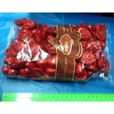 לבבות שוקולד ,אדומים,1 ק"ג כ120 יחידות